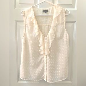 Cream sleeveless sheer top